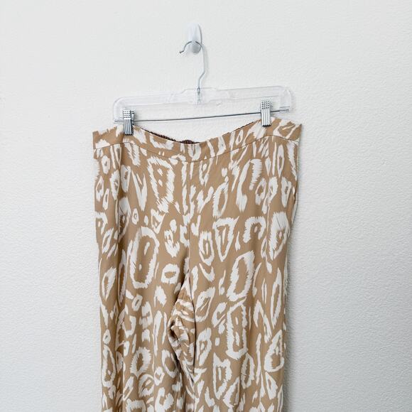 [Lafayette 148 New York] Camel Animal Print Tan Riverside Wide Leg Pants Size XL - Picture 4 of 12